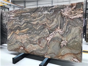 Luxury Green Raw Silk Slab for Wall Application