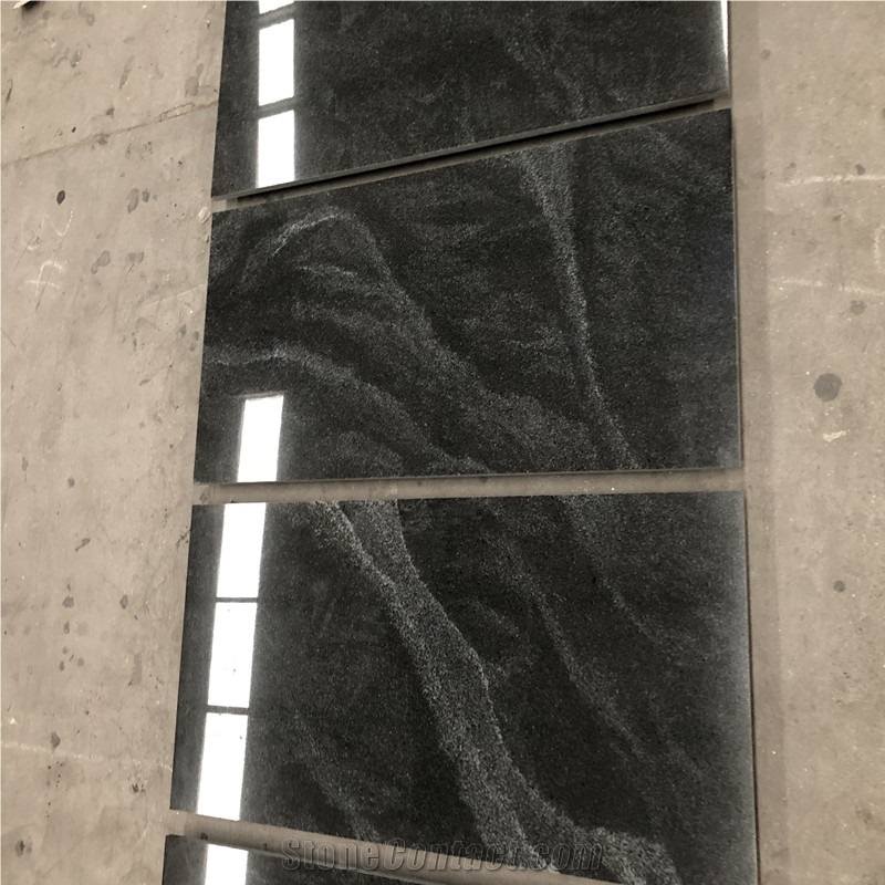 Polished Black Jet Mist Granite Flooring Tiles