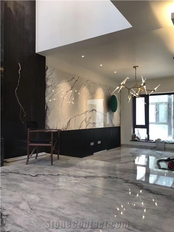 Polished Carrara Grey Marble Walling Covering Tile