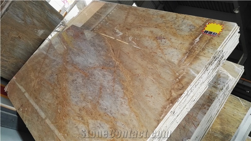 Polished China Yellow Barcelona Gold Marble Slabs