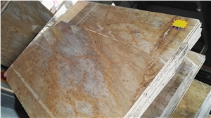 Polished China Yellow Barcelona Gold Marble Slabs