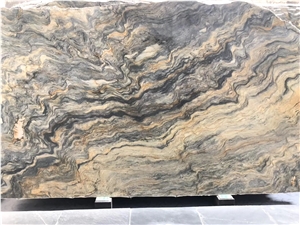Polished Green Raw Silk Granite Slabs for Flooring