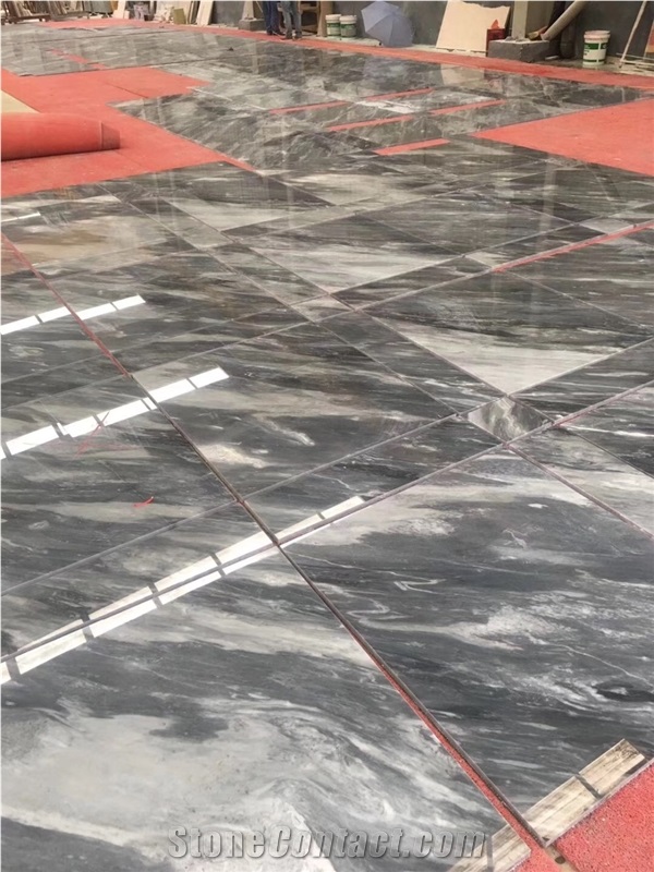 Polished Grey Bardiglio Nuvolato Marble Floor Tile