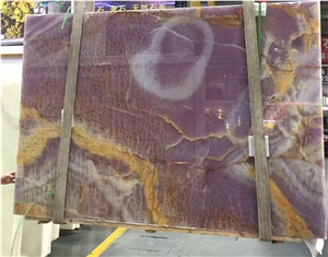 Polished Iran Purple Onyx Slabs for Flooring Tiles