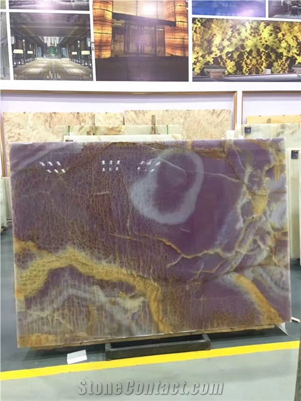 Polished Iran Purple Onyx Slabs for Flooring Tiles