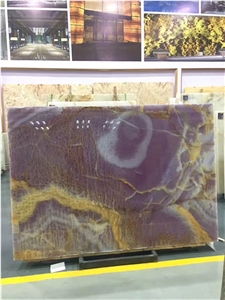 Polished Iran Purple Onyx Slabs for Flooring Tiles