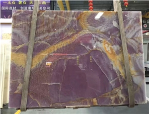Polished Iran Purple Onyx Slabs for Flooring Tiles