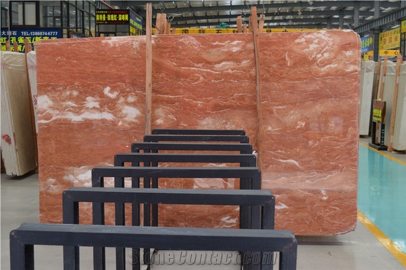 Polished Tea Rose Marble Slabs for Flooring Tiles