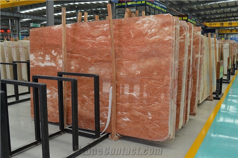 Polished Tea Rose Marble Slabs for Flooring Tiles