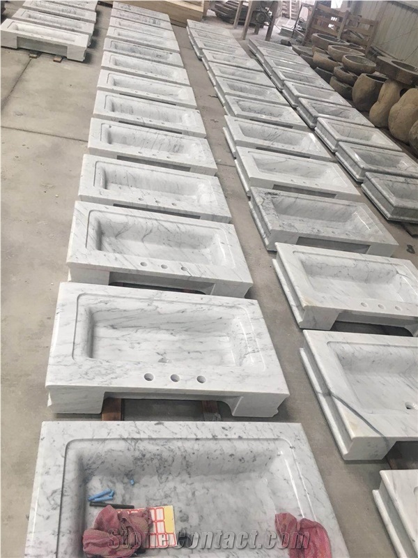 White Color Natural Stone Sink for Bathroom