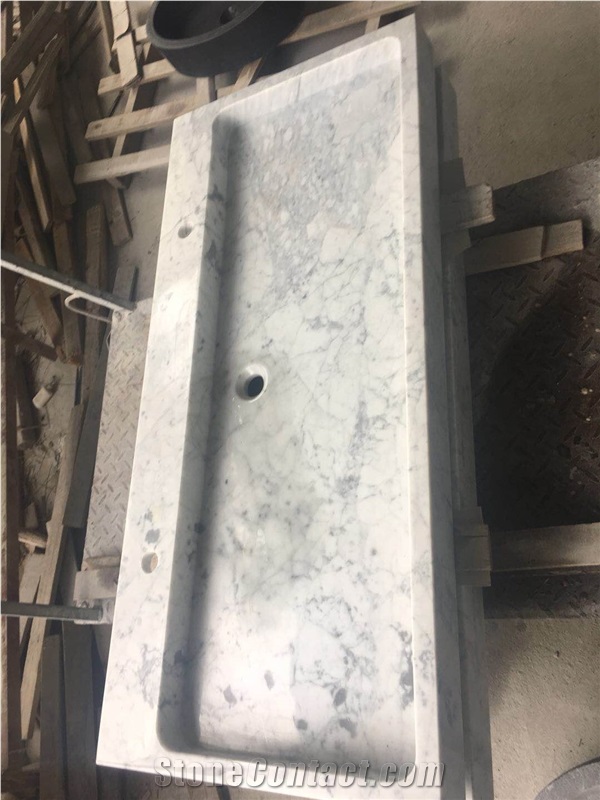 White Color Natural Stone Sink for Bathroom