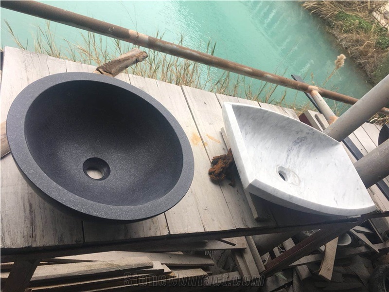 White Color Natural Stone Sink for Bathroom