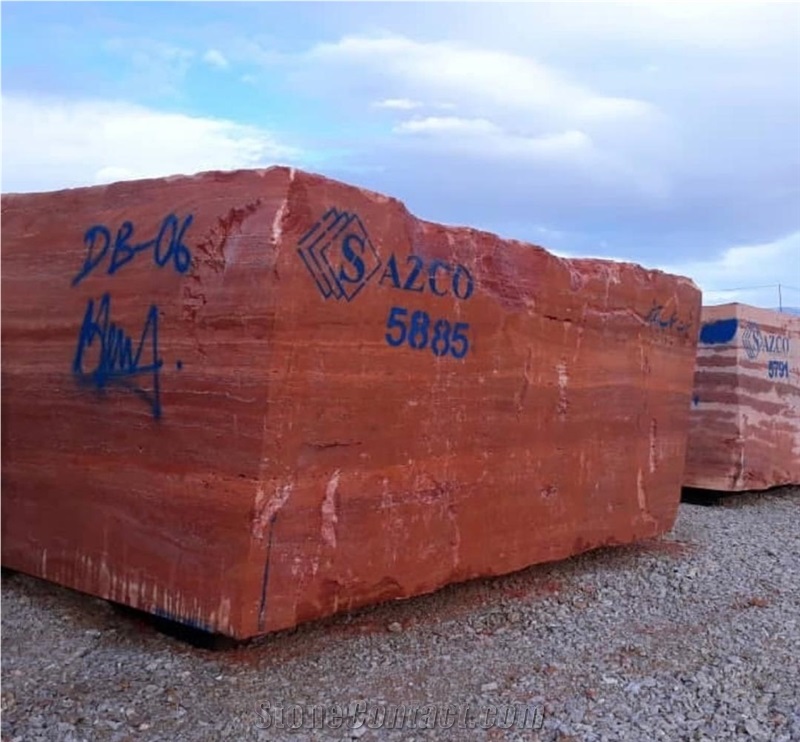 Azarshahr Red Travertine Blocks