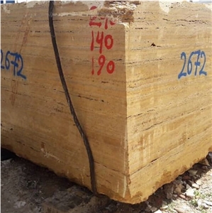Lemon Travertine Block, Iran Yellow Travertine