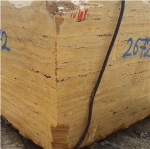 Lemon Travertine Block, Iran Yellow Travertine