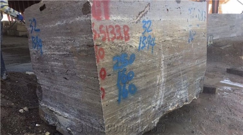 Silver Travertine Blocks, Iran Silver Travertine