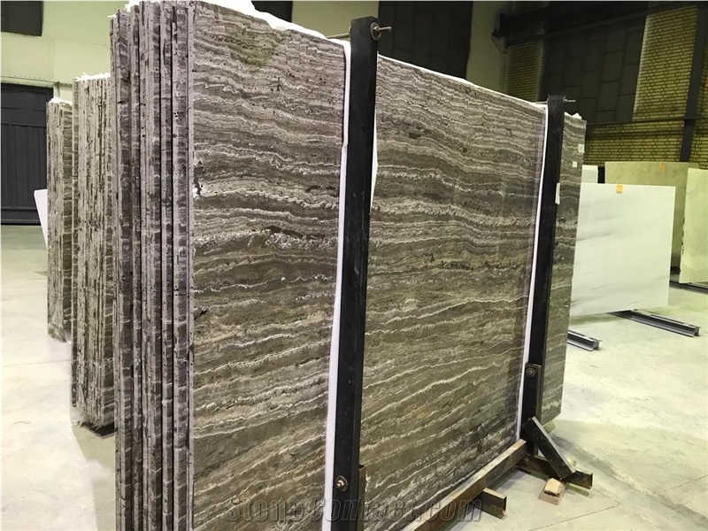 Silver Travertine Blocks, Iran Silver Travertine