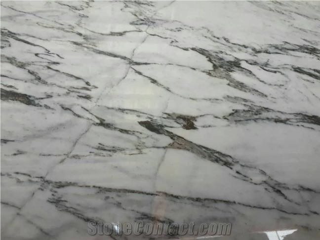 White Wavy Marble Slabs, Ocean Wave White Marble Slabs