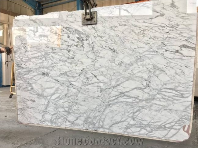 White Wavy Marble Slabs, Ocean Wave White Marble Slabs