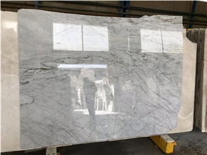 White Wavy Marble Slabs, Ocean Wave White Marble Slabs