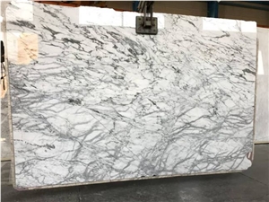 White Wavy Marble Slabs, Ocean Wave White Marble Slabs