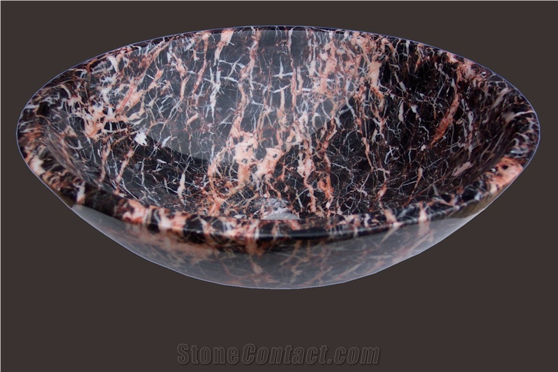 Whosale Azalea Red Marble Round Sinks Price