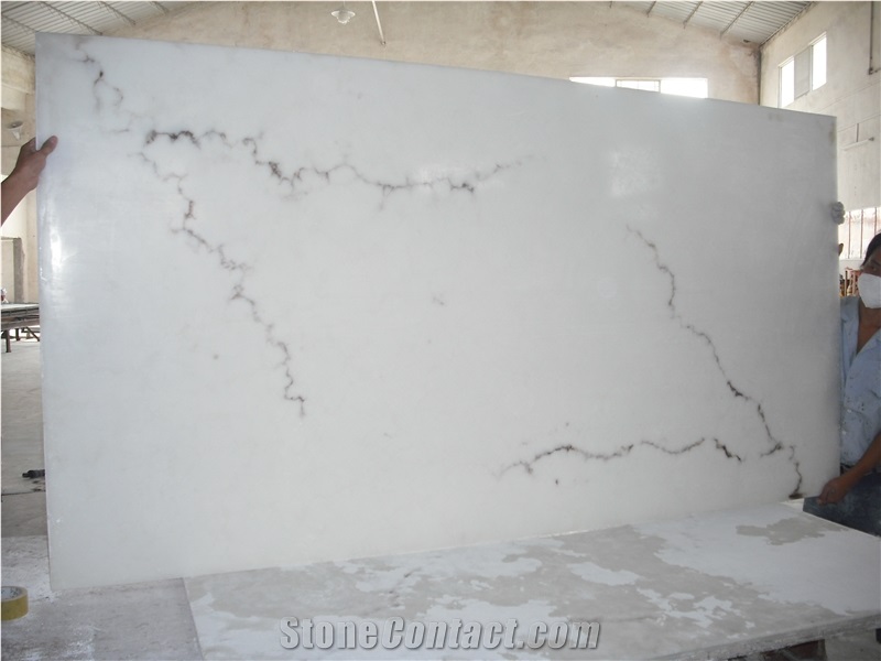 Polished Artificial Alabaster Slab Translucent