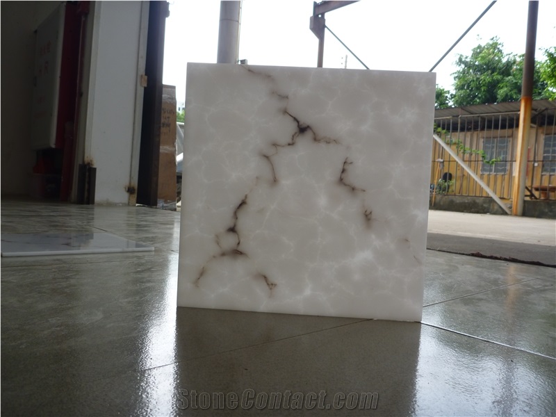 Polished Artificial Alabaster Slab Translucent