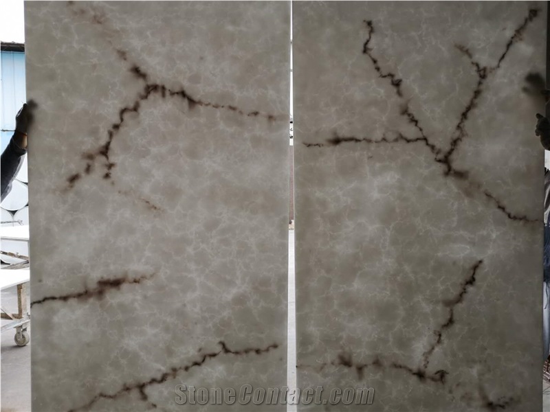 Translucent White Alabaster Stone Artificial Onyx