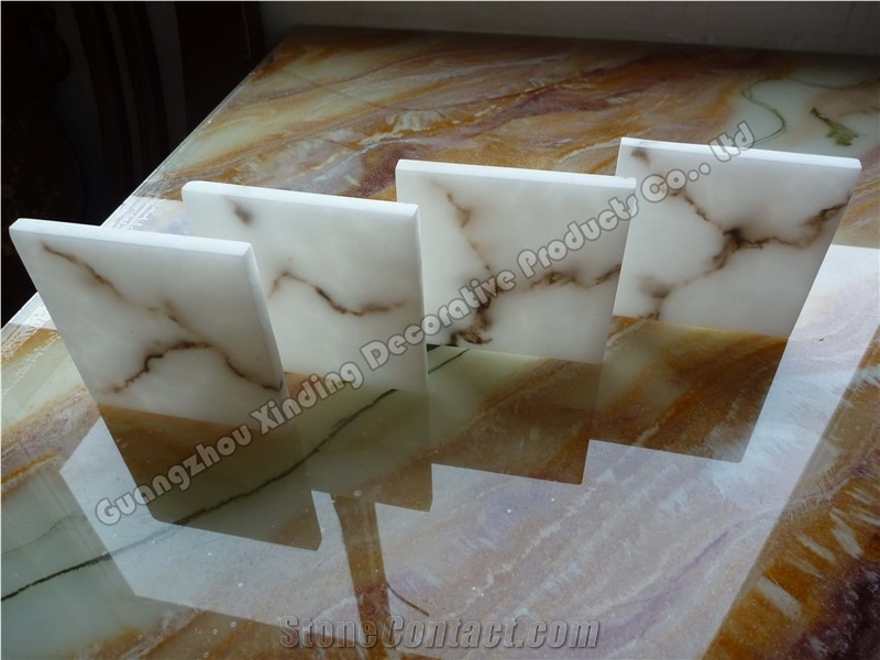 Translucent White Alabaster Stone Artificial Onyx