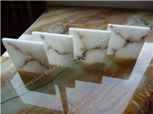 Translucent White Alabaster Stone Artificial Onyx