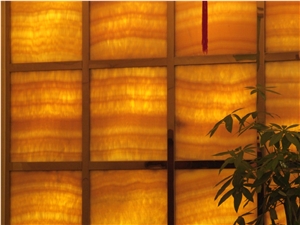 Yellow Onyx Faux Alabaster Stone Background Wall