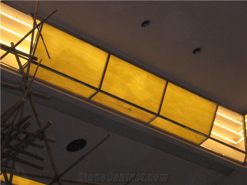 Yellow Onyx Faux Alabaster Stone Background Wall