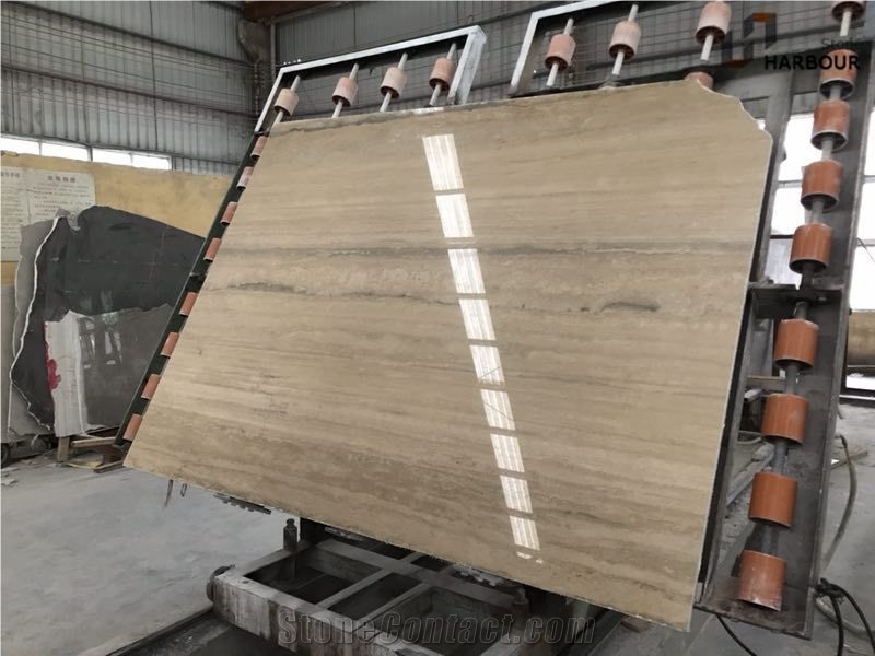 Travertino Montemerano, Ivory Blue Travertine Slab