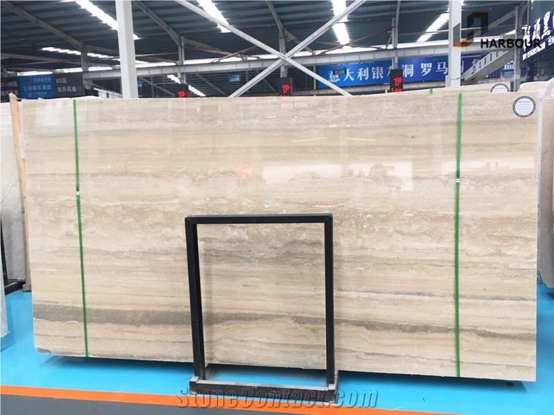 Travertino Montemerano, Ivory Blue Travertine Slab