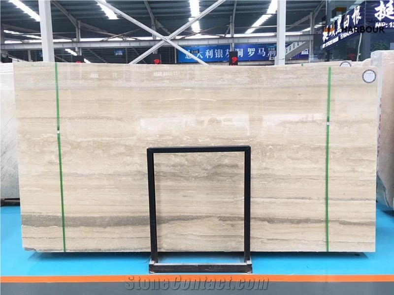 Travertino Montemerano, Ivory Blue Travertine Slab