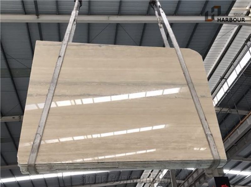 Travertino Montemerano, Ivory Blue Travertine Slab
