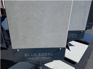Blue Cobal Limestone Vein Cut Polished