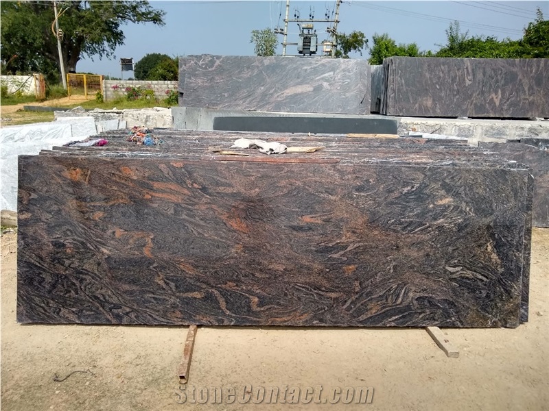 Paradiso Bash Granite Slabs, India Brown Granite