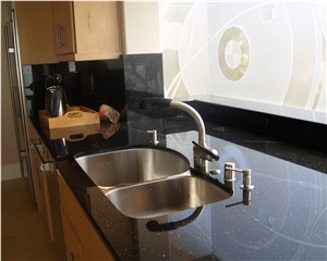 Black Galaxy Granite Double Sink Countertop
