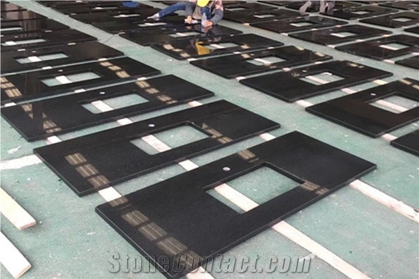 Black Galaxy Granite Vanity Top for Hotel Bathroom