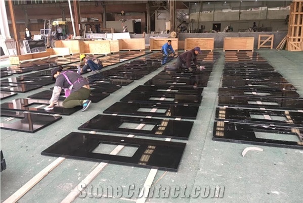 Black Galaxy Granite Vanity Top for Hotel Bathroom