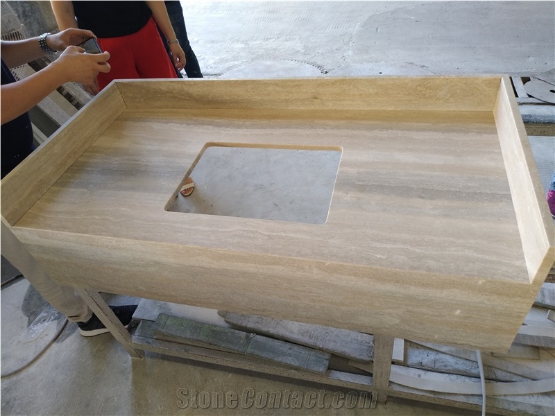Silver Travertine Kitchen Countertops