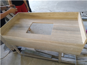 Silver Travertine Kitchen Countertops