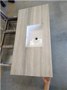 Silver Travertine Kitchen Countertops