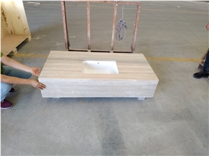 Silver Travertine Kitchen Countertops