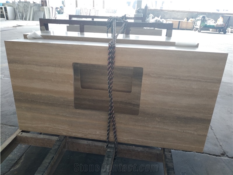 Silver Travertine Kitchen Countertops