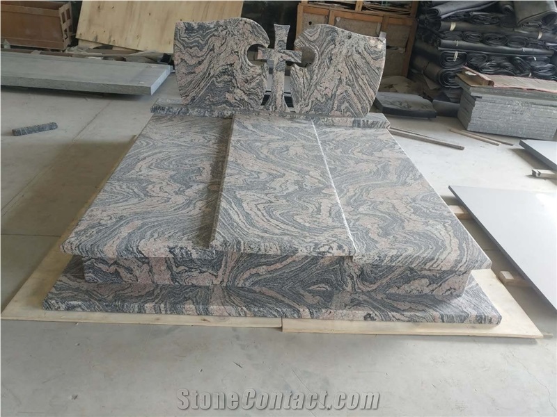 China Juparana Granite Cross Tombstones China Good Quality