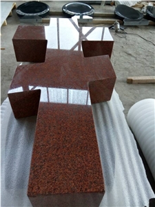 Gao Liang Red Granite Cross Headstone