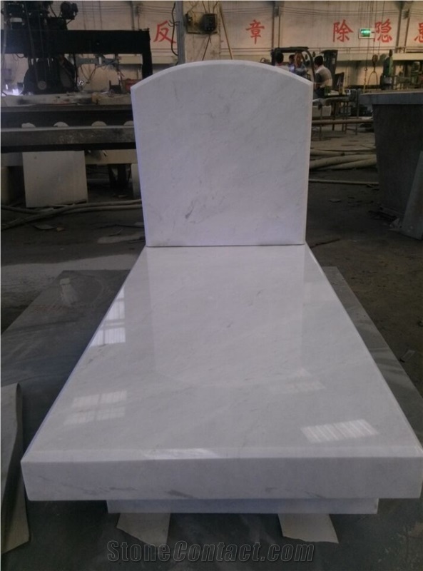 Marble Simple Headstone with Cover Plate